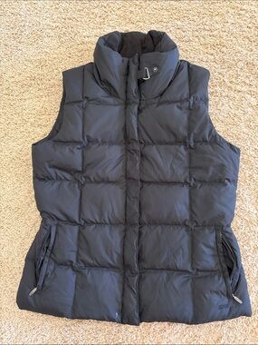 Eddie Bauer Premium EB700 Goose Down Quilted Black Puffer Vest w/ Cinch Waist, L